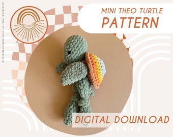 MINI Theo Turtle Knotted Lovey — Crochet Turtle PATTERN