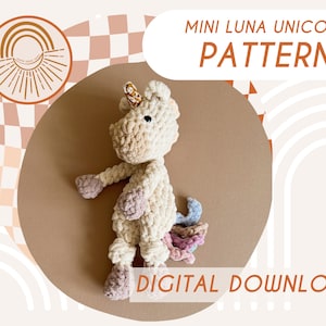 MINI Luna Unicorn Knotted Lovey — Crochet Unicorn PATTERN