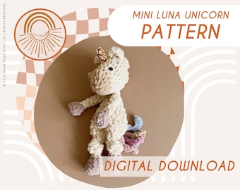 MINI Luna Unicorn Knotted Lovey — Crochet Unicorn PATTERN