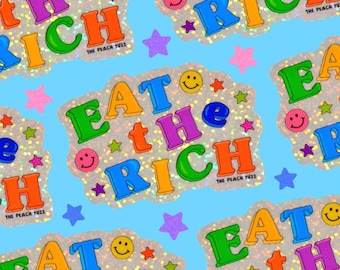 Sticker scintillant Mangez les riches