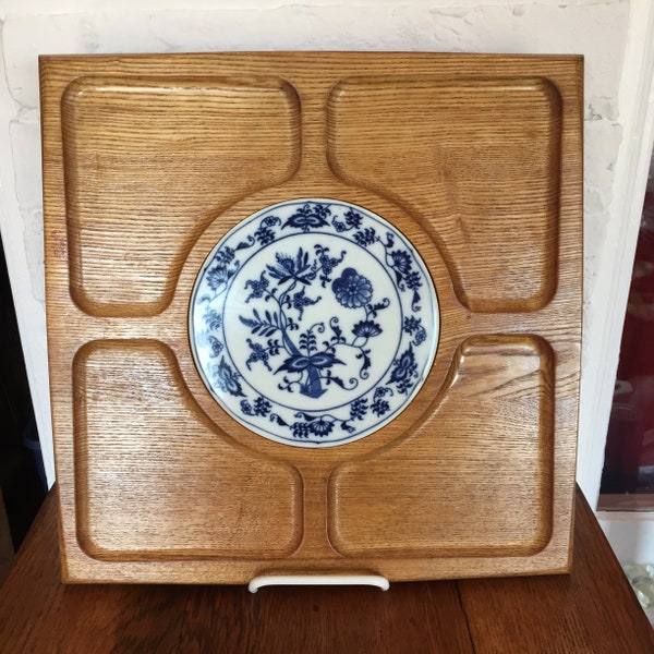 Blue Danube "Blue Onion" Four Section Cheese Tray