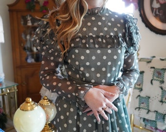 Jaren '70 Polka Dot Ruffle Dress