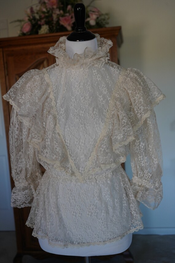 Vintage 1980s Victorian Lace Blouse