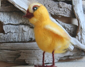 Bright yellow chick, needle felted