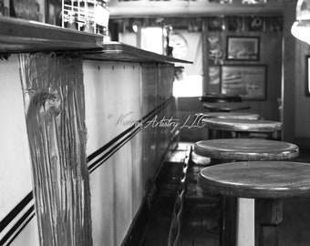 Old Restaurant Barstool photo (Black & White)