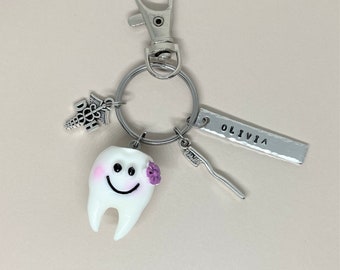 Personalized Dental Hygienist keyring, Dental Hygiene student gift,  Graduation gift  for Dental Hygienist, Birthday gift,  Fun gifts