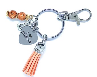 Keychain for Huskie owner, Gift for Huskie owner gift, I love my Huskie  Keychain, Huskie Dad or mom Key Ring, Handbag charm,