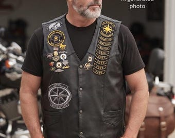 Leather motorcycle vest, Star Touring and Riding jacket, Milwaukee chapter patches and pins, vintage biker apparel, club vest