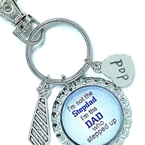 Stepdad Keychain: &#39;Dad Who Stepped Up&#39; Charm, Birthday Gift