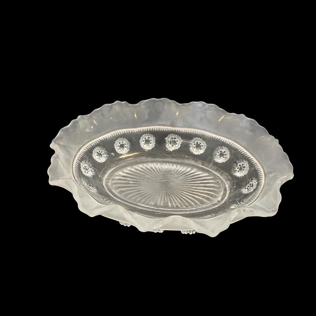 Prunt Vintage Davidson Blackberry Prunt Glass Dish: Ruffled Edge, Frosted ...