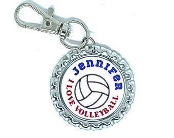 Personalized Zipper pull gift for Volleyball player, Birthday gift, Volleyball coach gift, Sports Bag Tag, Christmas stocking stuffer gift