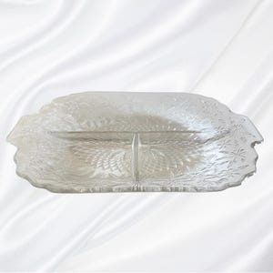 Vintage Depression glass Pineapple/Floral Divided Relish Dish, 3 part divided serving dish - Indiana Glass Co. Condiment dish, Serving dish
