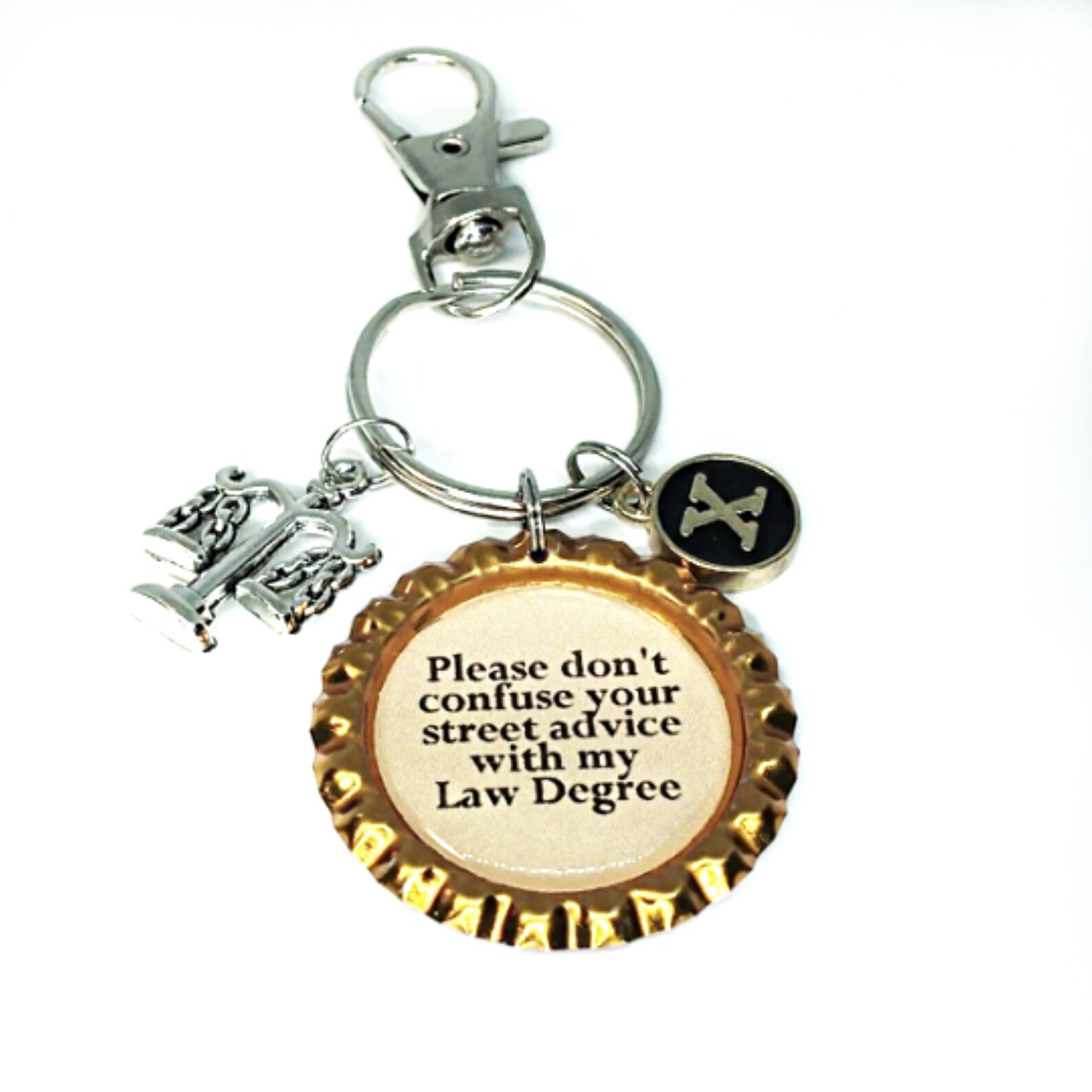 Lawyer Keychain Gift - "Trust Me I'm A Lawyer" Stainless Steel Key Ring With Velvet Bag