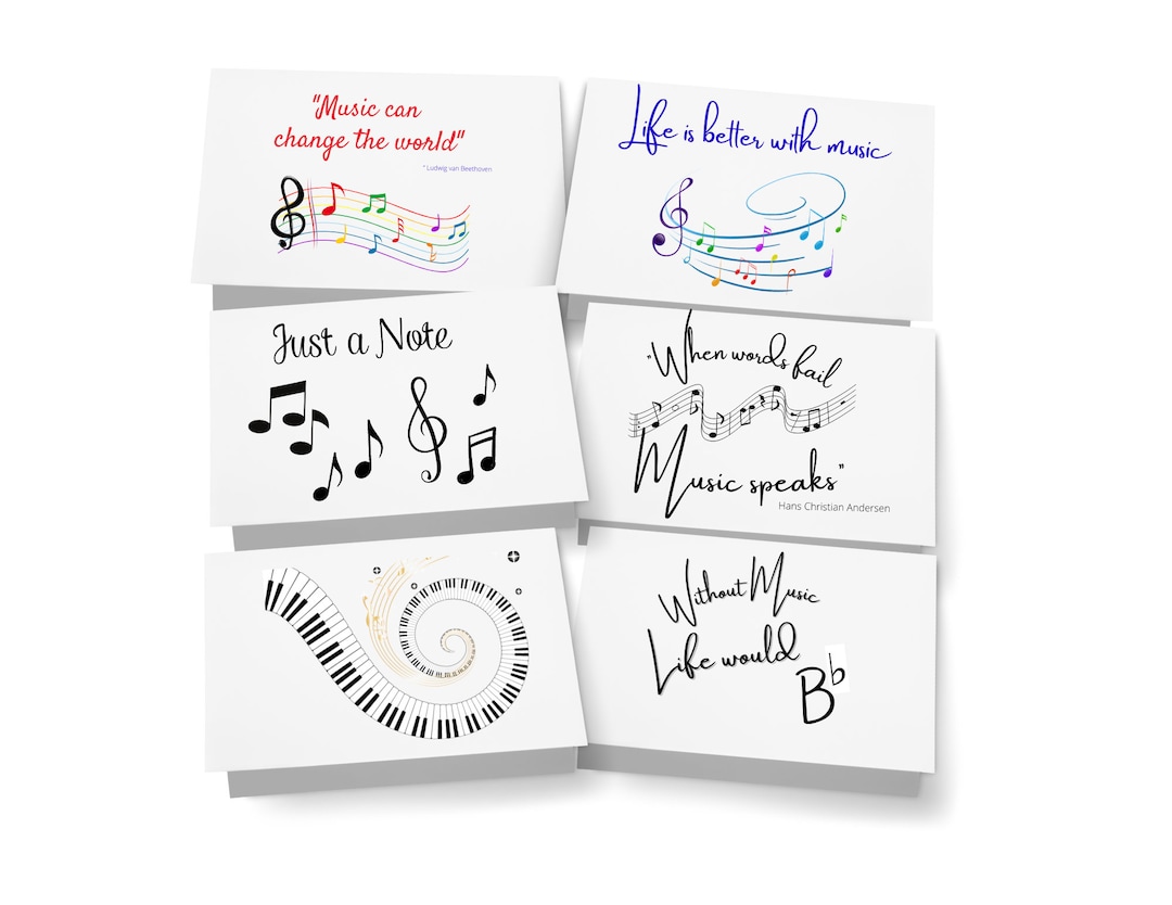 Musical Note Card Set, Blank Music Greeting Cards, Note Card Sets, Gift for Music Teachers