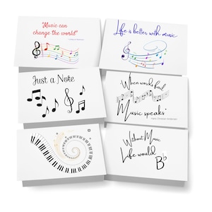 Music Note Card Set: Blank Greeting Cards, Gift for Music Teachers