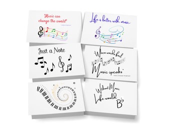 Music Note Card Set: Blank Greeting Cards, Gift for Music Teachers