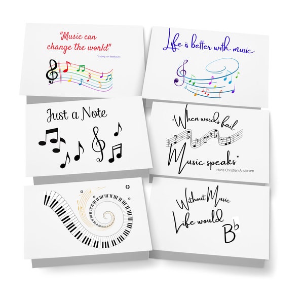 Musical note card set, Blank music greeting cards, Note card sets, Gift for music teachers, Music themed cards, stationary gift set