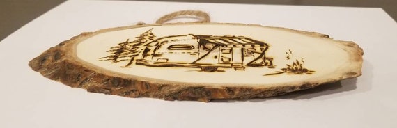 Handmade unique gift idea; natural wood wood burned VW van; surfer; van life; camper van