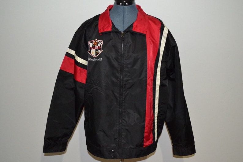 Vintage racing checkered print checkerboard print windbreaker jacket size mens xl