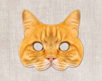 Ginger Cat Printable Mask, Cat, Orange Cat Mask, Printable Halloween Mask, Printable, Cat Costume, Printable Animal Mask, 2 Sizes, Zoom Mask