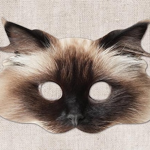 Himalaya kat afdrukbaar masker, kattenmasker, afdrukbaar Halloween-masker, afdrukbaar masker, kittenmasker, dierenmasker, 2 maten