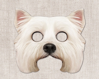 Maltese Printable Mask, Dog, Photo-Real Dog Mask, Halloween Mask, Printable Mask, Maltese Dog Costume, 2 Sizes, Zoom Mask