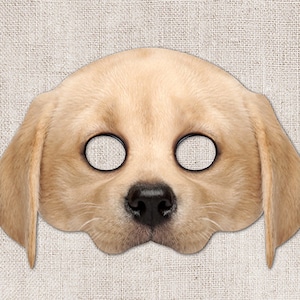 Yellow Lab Puppy Printable Mask, Dog, Labrador, Photo-Real Dog Mask, Halloween Mask, Printable Mask, Puppy Dog Costume, 2 Sizes, Zoom Prop