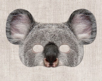 Koala Printable Mask, Koala, Photo-Real Koala Mask, Halloween Mask, Printable Mask, Koala Costume, 2 Sizes, Australia, Party, Zoom Prop