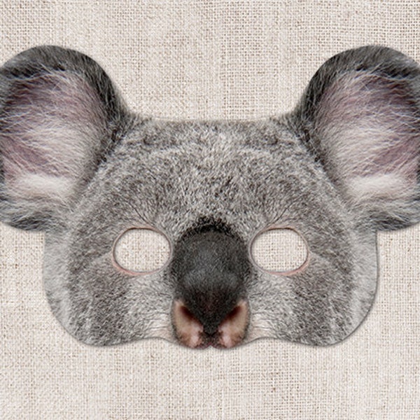 Koala Printable Mask, Koala, Photo-Real Koala Mask, Halloween Mask, Printable Mask, Koala Costume, 2 Sizes, Australia, Party, Zoom Prop