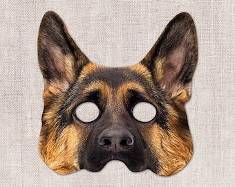 German Shepherd Printable Mask, Dog, Photo-Real Dog Mask, Halloween Mask, Printable Mask, German Shepherd Dog Costume, 2 Sizes