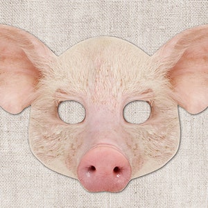 Máscara imprimible de cerdito, cerdo, cerdito, fotorrealista, máscara de Halloween imprimible, máscara imprimible, disfraz de cerdo, máscara de animal imprimible, 2 tamaños