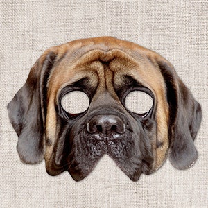 Máscara imprimible de mastín inglés, perro, máscara de perro con foto real, máscara de Halloween, máscara imprimible, disfraz de Zoom, 2 tamaños, Hércules, Sandlot