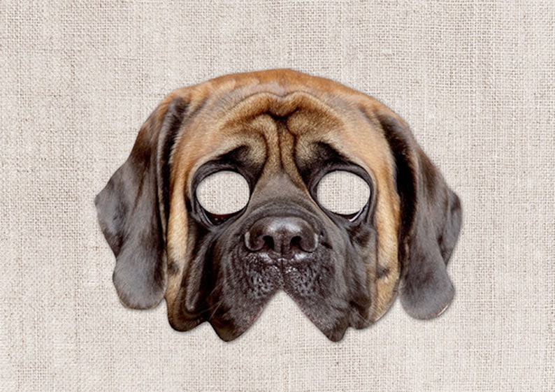 English Mastiff Printable Mask, Dog, Photoreal Dog Mask, Halloween