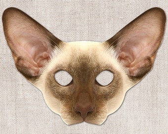 Siamese Cat Printable Mask, Cat, Cat Mask, Printable Halloween Mask, Printable Mask, Cat Costume, Printable Animal Mask, 2 Sizes, Zoom Prop