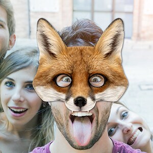 Fox Printable Mask, Fox, Red Fox, Photo-Real Fox Mask, Halloween Mask, Printable Mask, Fox Costume, 2 Sizes, Foxy, Zoom Prop, Zoom Mask image 2