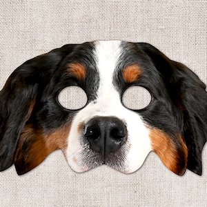 Bernese Mountain Dog Printable Mask, Dog, Photo-Real Dog Mask, Halloween Mask, Printable Mask, Bernese Mountain Dog Costume, 2 Sizes, Zoom