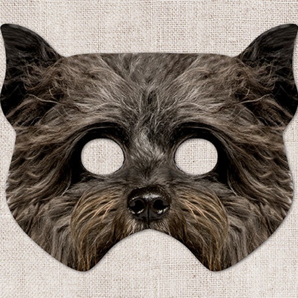 Terrier Printable Mask, Dog, Terrier, Toto, Photo-Real Mask, Halloween Mask, Printable Mask, Toto Costume, Wizard, Oz, 2 Sizes, Zoom Mask