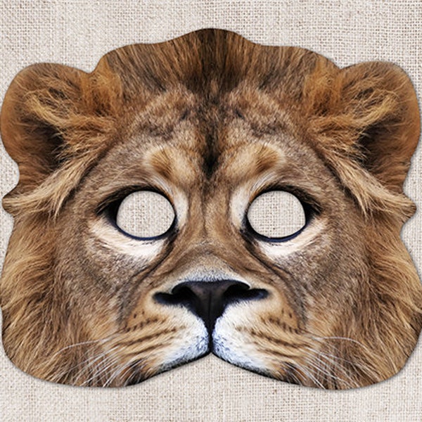 Lion Printable Mask, Lion, King, Photo-Real Lion Mask, Halloween Mask, Printable Mask, Simba, Mufasa, 2 Sizes, Costume, Zoom Prop