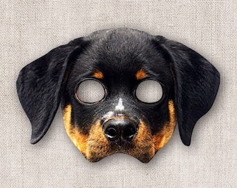 Rottweiler Puppy Printable Mask, Dog, Rottweiler, Photo-Real Dog Mask, Halloween Mask, Printable Mask, Zoom Costume, 2 Sizes