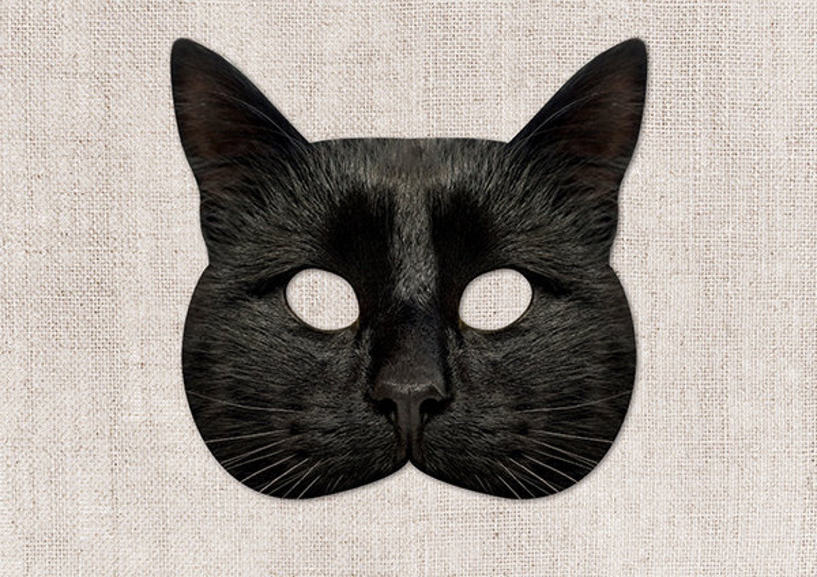 Black Cat Printable Mask, Cat, Photoreal Cat Mask, Printable Halloween