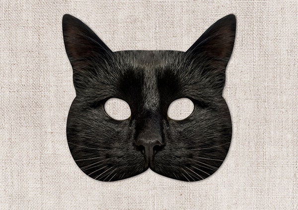 Black Cat Printable Mask, Cat, Photo-real Cat Mask, Printable