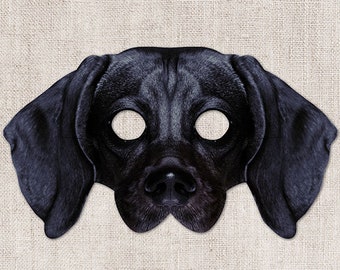 Black Dachshund Printable Mask, Dog, Photo-Real Dog Mask, Halloween Mask, Printable Mask, Dashound Costume, Weiner Dog, Zoom Costume