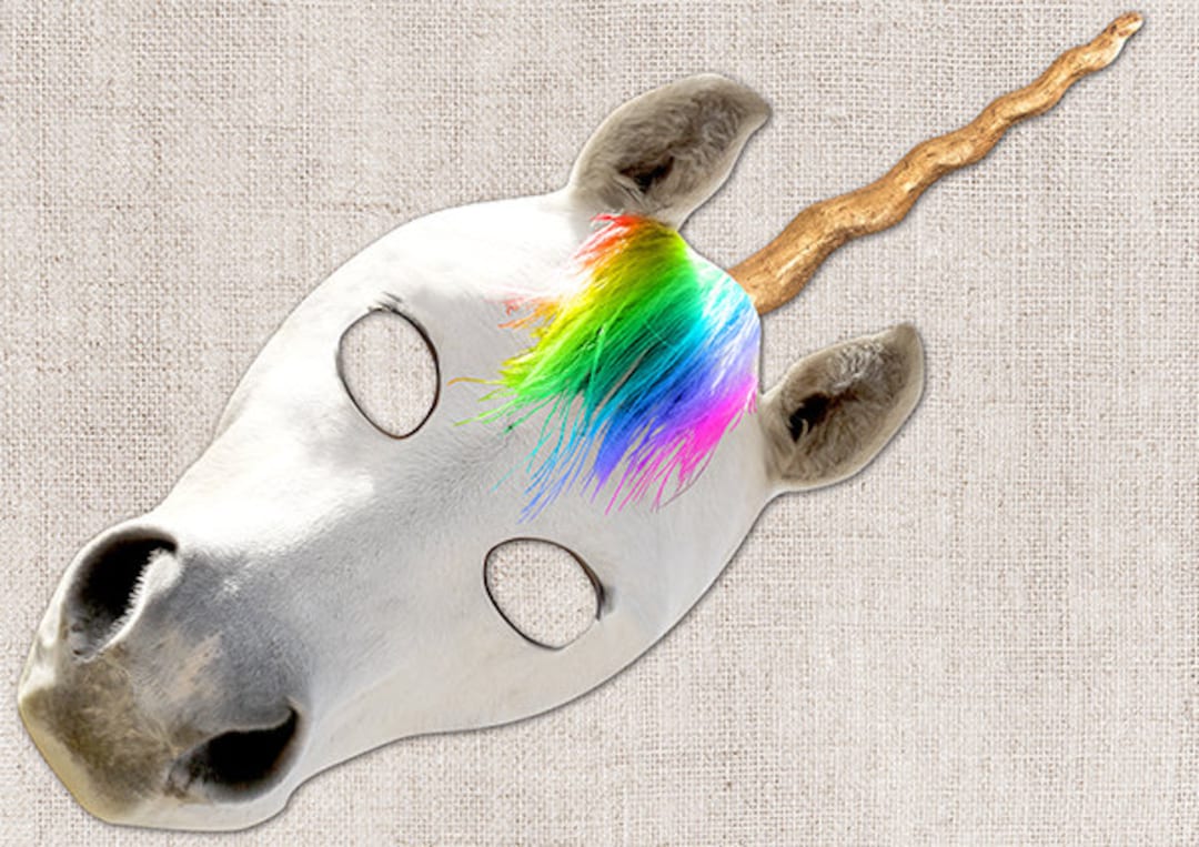 Buy Rainbow Unicorn Printable Mask Photo-real Unicorn Mask Online ...