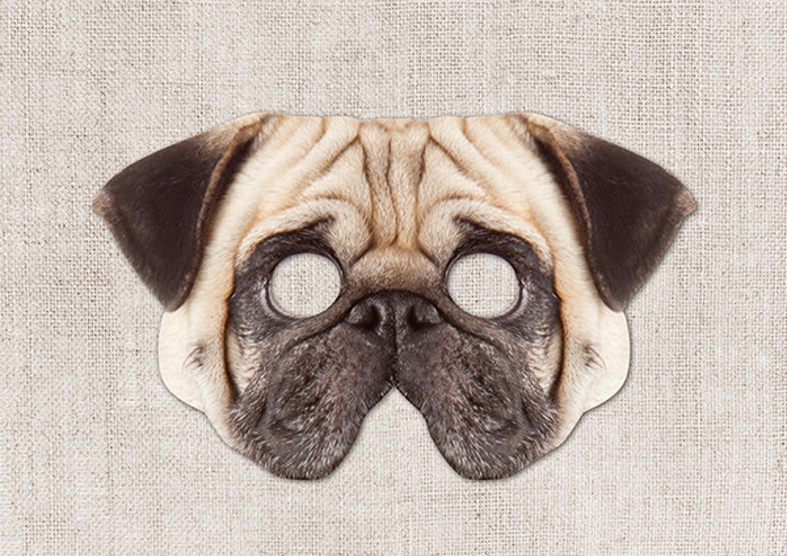 Pug Printable Mask Dog Pug Photo-Real Dog Mask Halloween | Etsy