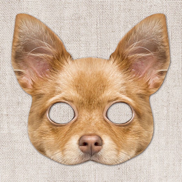 Chihuahua Printable Mask, Dog, Chihuahua, Photo-Real Dog Mask, Halloween Mask, Printable Mask, Little Dog Costume, 2 Sizes, Zoom Prop