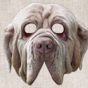 Neapolitan Mastiff Printable Mask, Gray, Tawny, Photo-Real Dog Mask, Halloween Mask, Printable Mask, Zoom Costume, Mastiff Costume, 2 Sizes