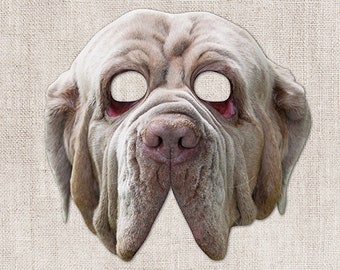 Neapolitan Mastiff Printable Mask, Gray, Tawny, Photo-Real Dog Mask, Halloween Mask, Printable Mask, Zoom Costume, Mastiff Costume, 2 Sizes