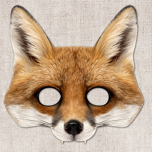 Fox Printable Mask, Fox, Red Fox, Photo-Real Fox Mask, Halloween Mask, Printable Mask, Fox Costume, 2 Sizes, Foxy, Zoom Prop, Zoom Mask