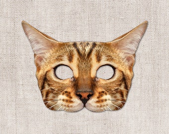 Bengal Cat Printable Mask, Cat, Photo-Real Cat Mask, Printable Halloween Mask, Printable Mask, Cat Costume, Printable Animal Mask, 2 Sizes