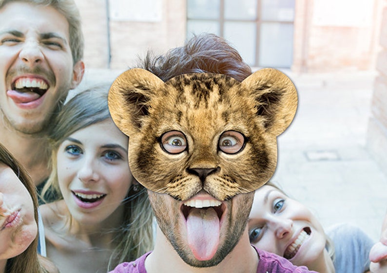 Lion Cub Printable Mask Lion Cub Photo real Lion Cub Mask Etsy